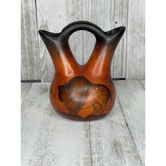 Vintage R.Galvan Signed Pottery Mexican Wedding Vase - Picture 1 of 7